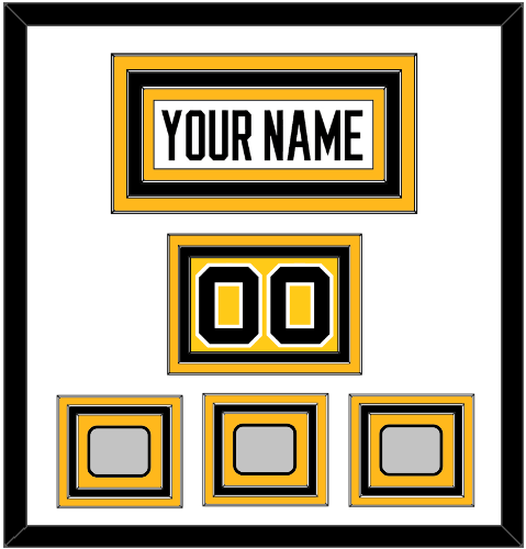 Pittsburgh Nameplate, Number (Shoulder) & 2009, 2016 & 2017 Stanley Cup Finals Patches - Road White - Triple Mat 1