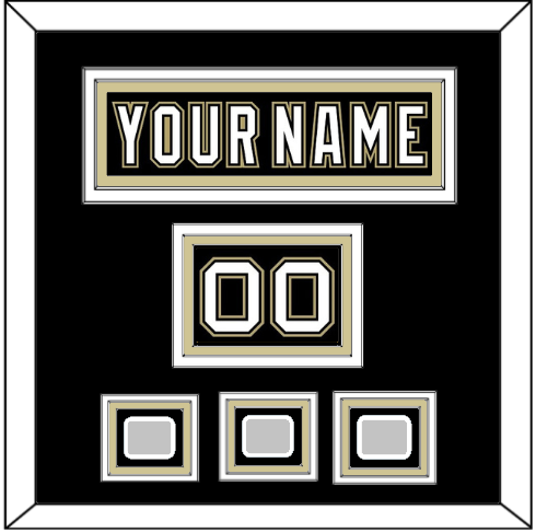 Pittsburgh Nameplate, Number (Shoulder) & 2009, 2016 & 2017 Stanley Cup Finals Patches - Home Black (2007-2016) - Triple Mat 3