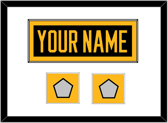 Pittsburgh Nameplate & 2 Stanley Cup Champions Patches - Home Black - Single Mat 1