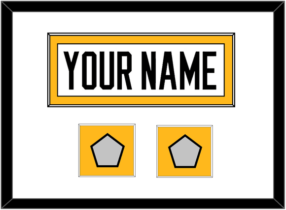 Pittsburgh Nameplate & 2 Stanley Cup Finals Patches - Road White - Single Mat 1