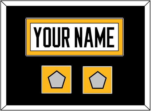 Pittsburgh Nameplate & 2 Stanley Cup Champions Patches - Road White - Single Mat 3