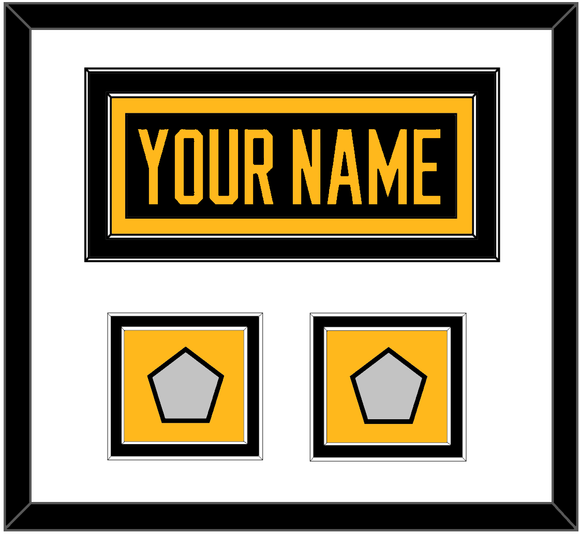 Pittsburgh Nameplate & 2 Stanley Cup Finals Patches - Home Black - Double Mat 1