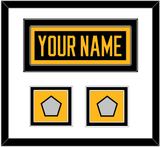 Pittsburgh Nameplate & 2 Stanley Cup Champions Patches - Road Black (1988-1992) - Double Mat 1