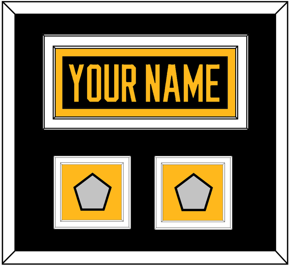 Pittsburgh Nameplate & 2 Stanley Cup Finals Patches - Home Black - Double Mat 3