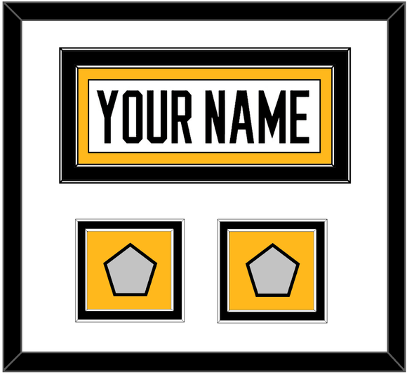 Pittsburgh Nameplate & 2 Stanley Cup Champions Patches - Home White (1988-1992) - Double Mat 1