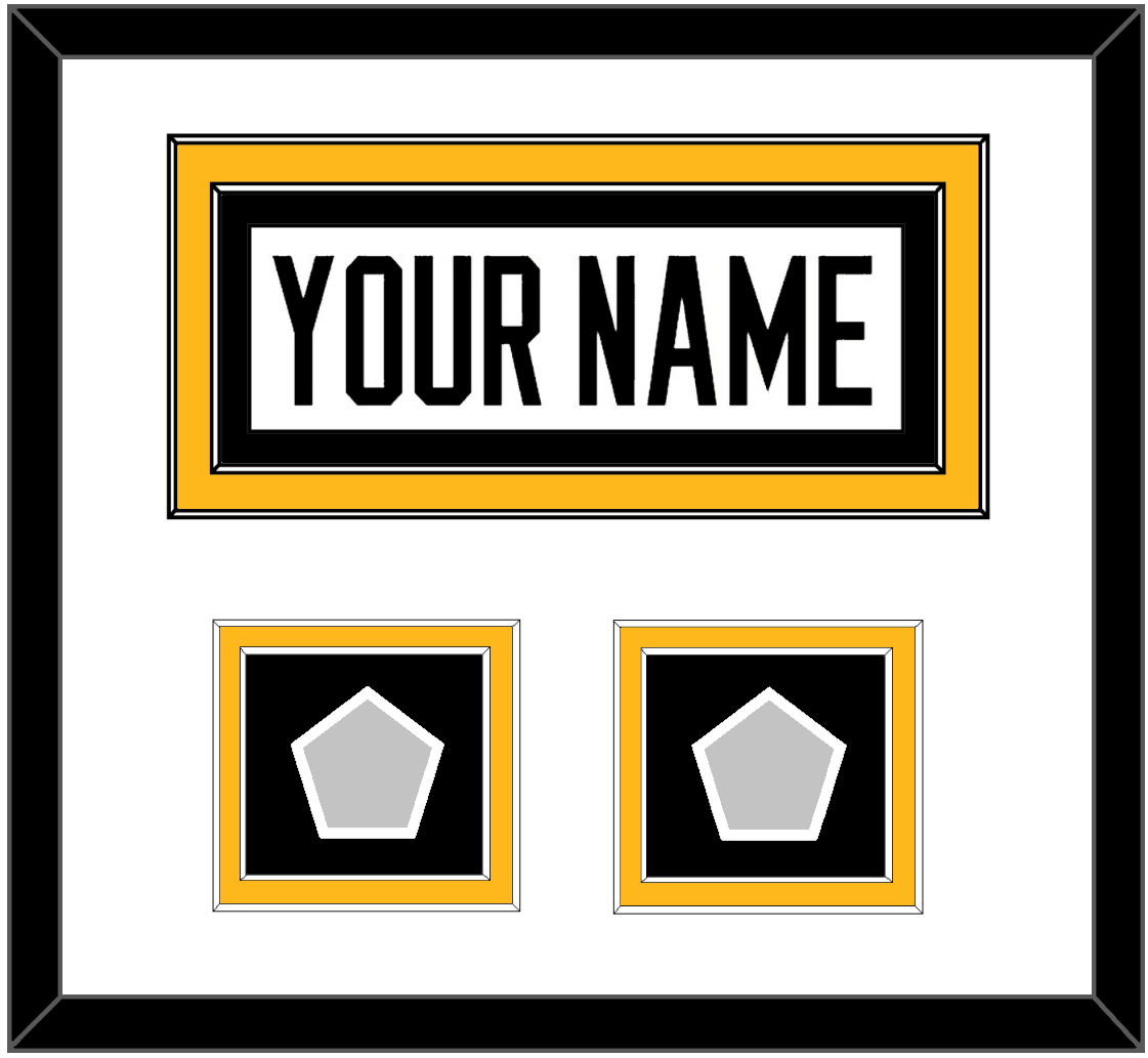 Pittsburgh Nameplate & 2 Stanley Cup Champions Patches - Home White (1988-1992) - Signature Tier 2