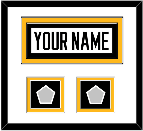 Pittsburgh Nameplate & 2 Stanley Cup Champions Patches - Home White (1988-1992) - Double Mat 2