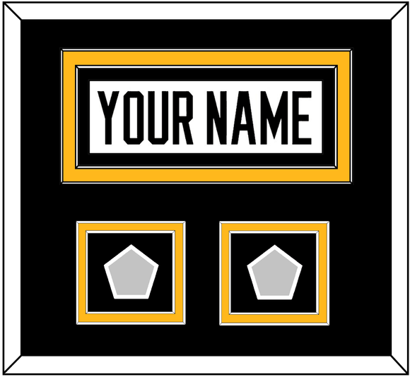 Pittsburgh Nameplate & 2 Stanley Cup Champions Patches - Road White - Double Mat 4