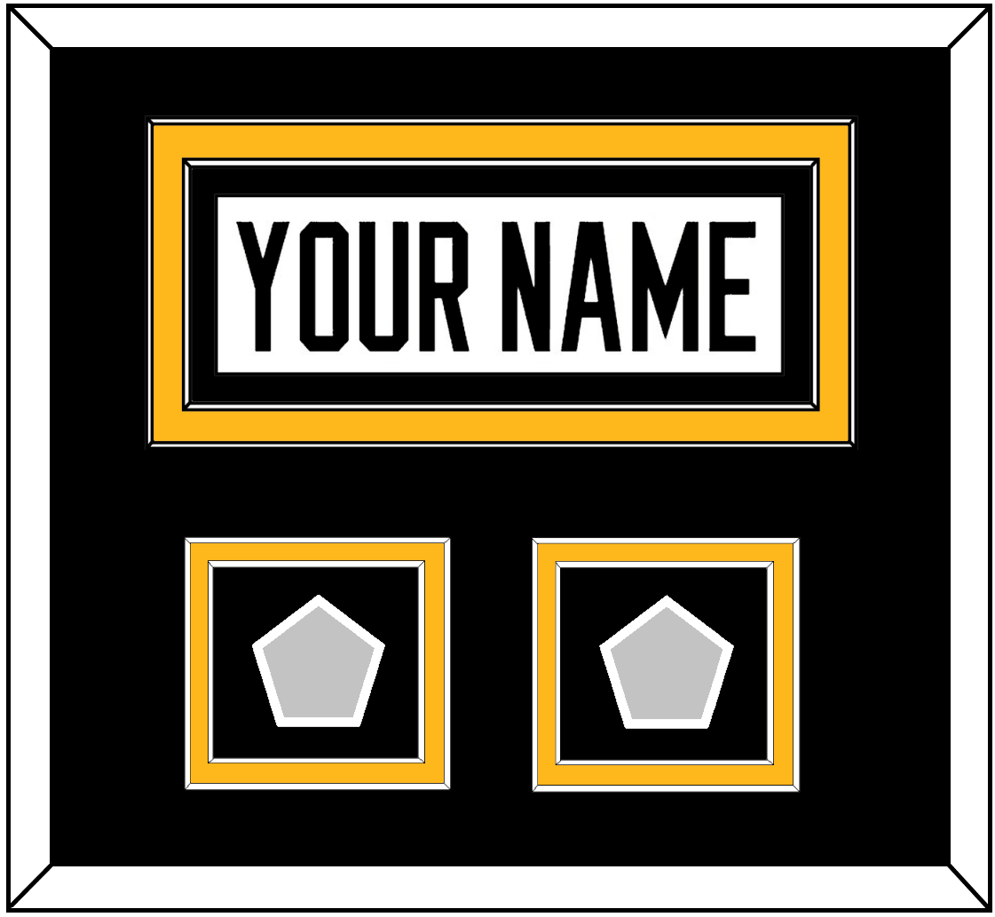 Pittsburgh Nameplate & 2 Stanley Cup Champions Patches - Home White (1988-1992) - Signature Tier 4