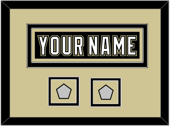 Pittsburgh Nameplate & 2 Stanley Cup Champions Patches - Home Black (2007-2016) - Double Mat 2