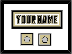 Pittsburgh Nameplate & 2 Stanley Cup Champions Patches - Road White (2007-2016) - Double Mat 2