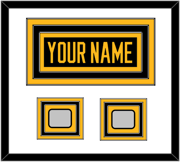 Pittsburgh Nameplate & 2 Stanley Cup Finals Patches - Home Black - Triple Mat 1