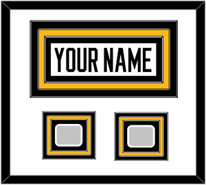 Pittsburgh Nameplate & 2 Stanley Cup Champions Patches - Home White (1988-1992) - Triple Mat 2