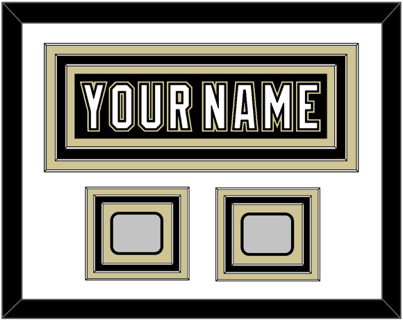 Pittsburgh Nameplate & 2 Stanley Cup Finals Patches - Home Black (2007-2016) - Triple Mat 1