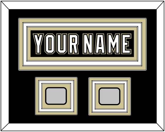 Pittsburgh Nameplate & 2 Stanley Cup Champions Patches - Home Black (2007-2016) - Triple Mat 2