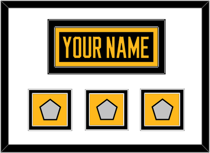 Pittsburgh Nameplate & 2009, 2016 & 2017 Stanley Cup Champions Patches - Home Black - Signature Tier 1