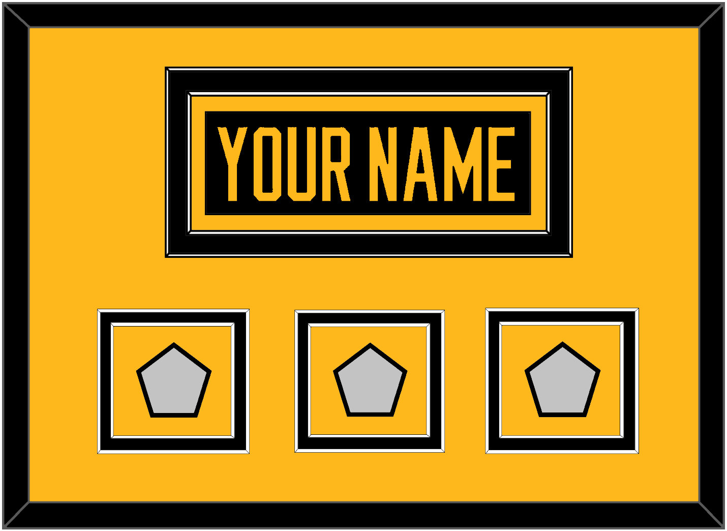 Pittsburgh Nameplate & 2009, 2016 & 2017 Stanley Cup Champions Patches - Home Black - Signature Tier 2
