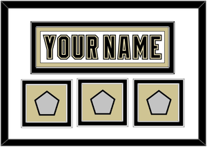 Pittsburgh Nameplate & 2009, 2016 & 2017 Stanley Cup Champions Patches - Road White (2007-2016) - Double Mat 1