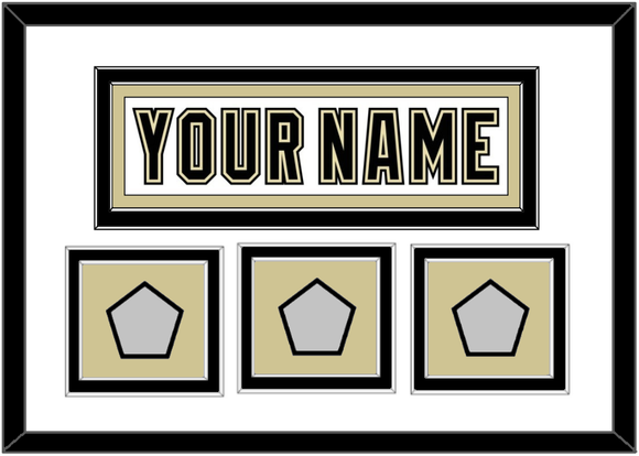 Pittsburgh Nameplate & 2009, 2016 & 2017 Stanley Cup Champions Patches - Road White (2007-2016) - Double Mat 1