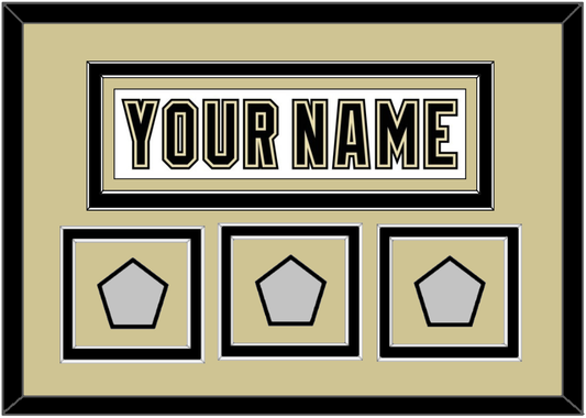 Pittsburgh Nameplate & 2009, 2016 & 2017 Stanley Cup Champions Patches - Road White (2007-2016) - Signature Tier 3