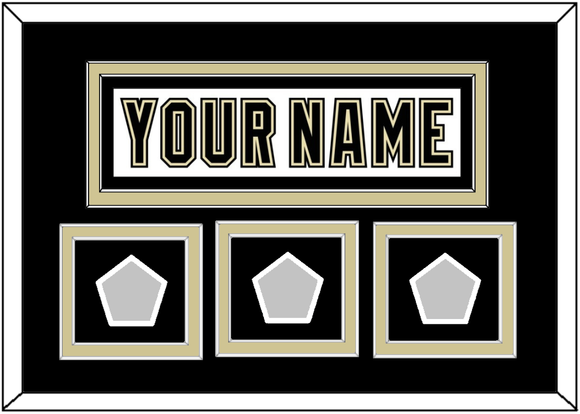 Pittsburgh Nameplate & 2009, 2016 & 2017 Stanley Cup Champions Patches - Road White (2007-2016) - Double Mat 4