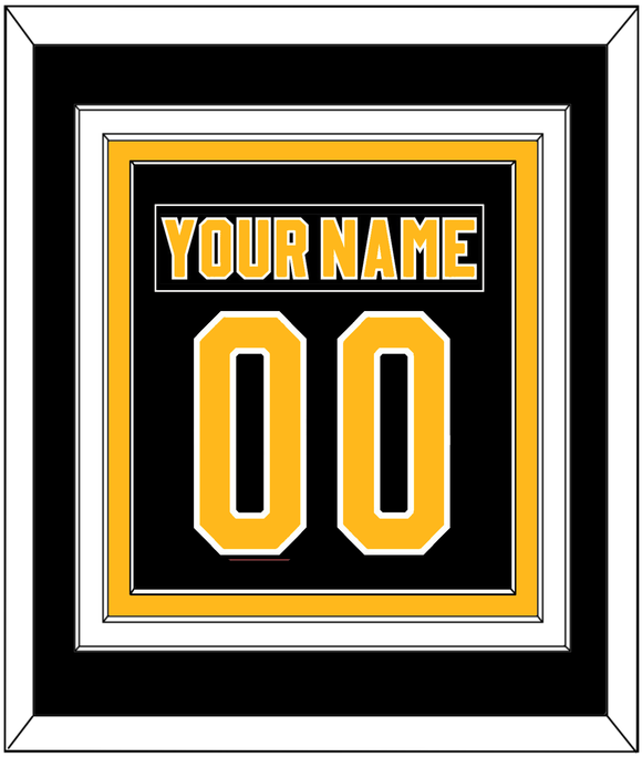 Pittsburgh Nameplate & Number (Back) Combined - Road Black (1980-1981) - Triple Mat 2