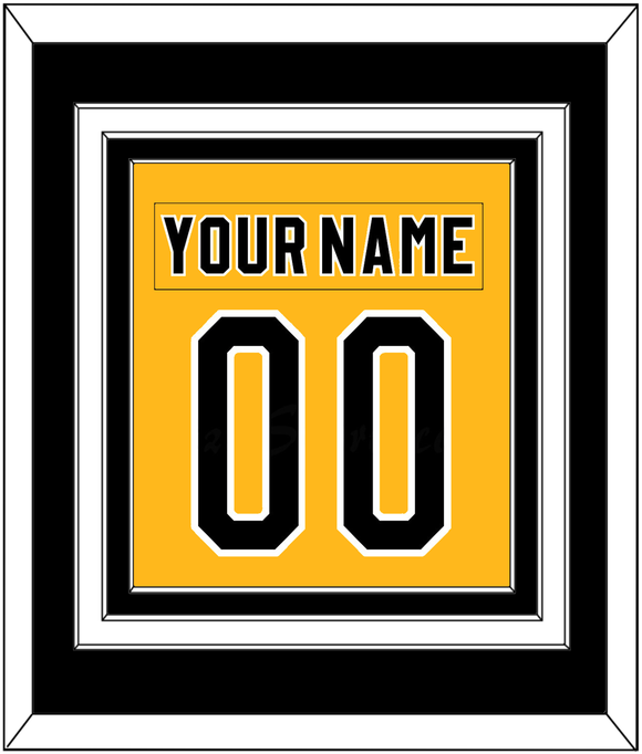 Pittsburgh Nameplate & Number (Back) Combined - Alternate Gold (1980-1981) - Triple Mat 3