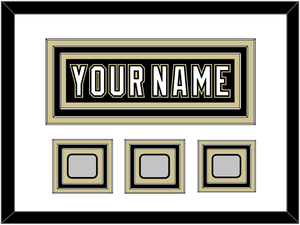 Pittsburgh Nameplate & 2009, 2016 & 2017 Stanley Cup Champions Patches - Home Black (2007-2016) - Triple Mat 1