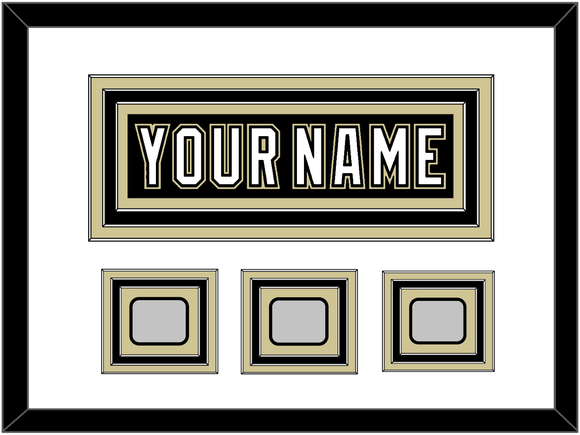 Pittsburgh Nameplate & 2009, 2016 & 2017 Stanley Cup Champions Patches - Home Black (2007-2016) - Triple Mat 1