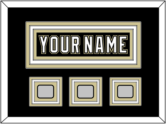 Pittsburgh Nameplate & 2009, 2016 & 2017 Stanley Cup Finals Patches - Home Black (2007-2016) - Triple Mat 2