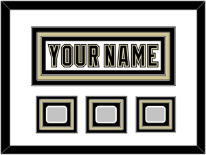 Pittsburgh Nameplate & 2009, 2016 & 2017 Stanley Cup Champions Patches - Road White (2007-2016) - Triple Mat 2