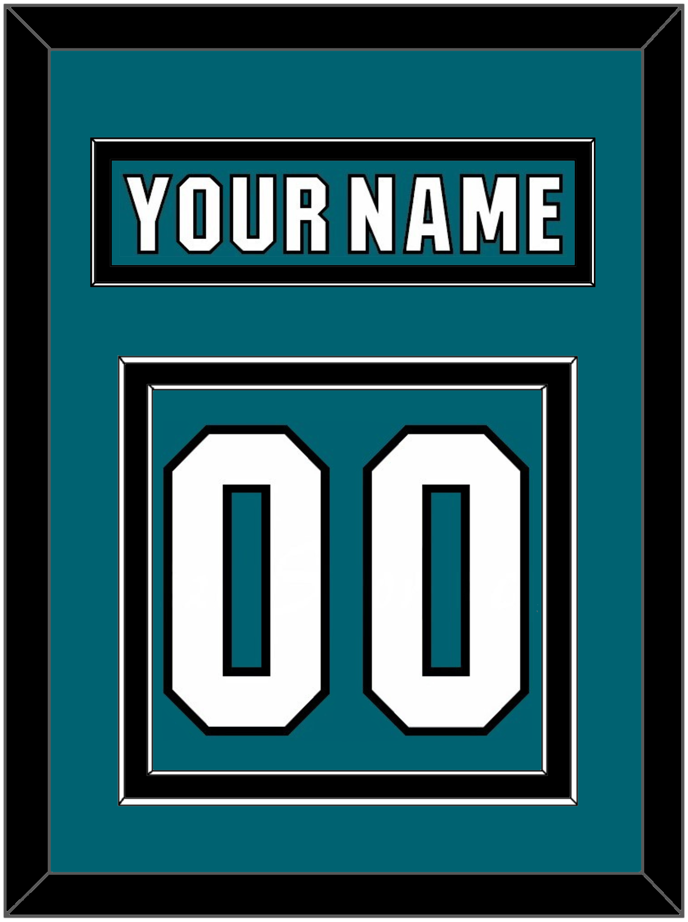 San Jose Nameplate & Number (Back) - Home Teal (2017-2022) - Signature Tier 2