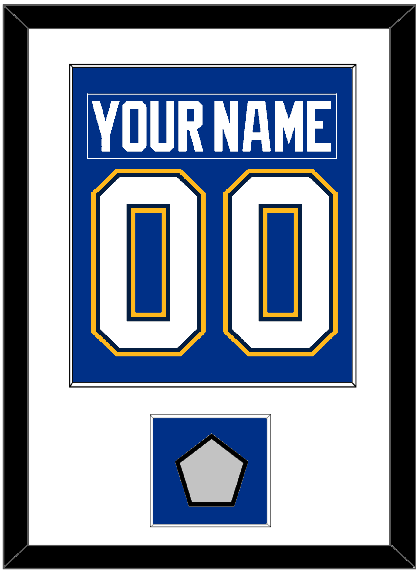 St. Louis Nameplate & Number (Back) Combined With Stanley Cup Champions Patch - Home Blue (2017-2025) - Essential Tier 1