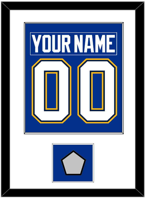 St. Louis Nameplate & Number (Back) Combined With Stanley Cup Finals Patch - Home Blue - Single Mat 1