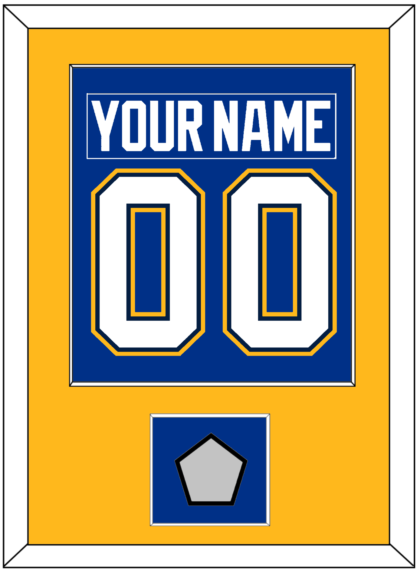 St. Louis Nameplate & Number (Back) Combined With Stanley Cup Champions Patch - Home Blue (2017-2025) - Essential Tier 2