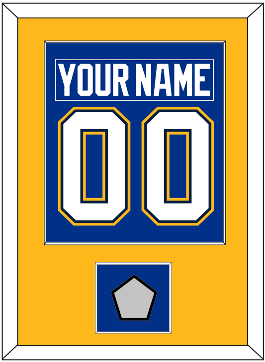 St. Louis Nameplate & Number (Back) Combined With Stanley Cup Champions Patch - Home Blue (2017-2025) - Essential Tier 2