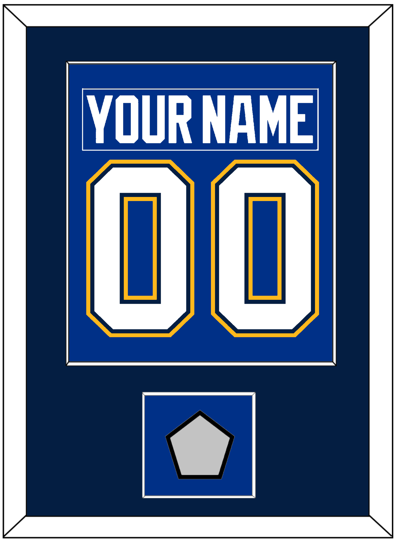 St. Louis Nameplate & Number (Back) Combined With Stanley Cup Champions Patch - Home Blue (2017-2025) - Essential Tier 3