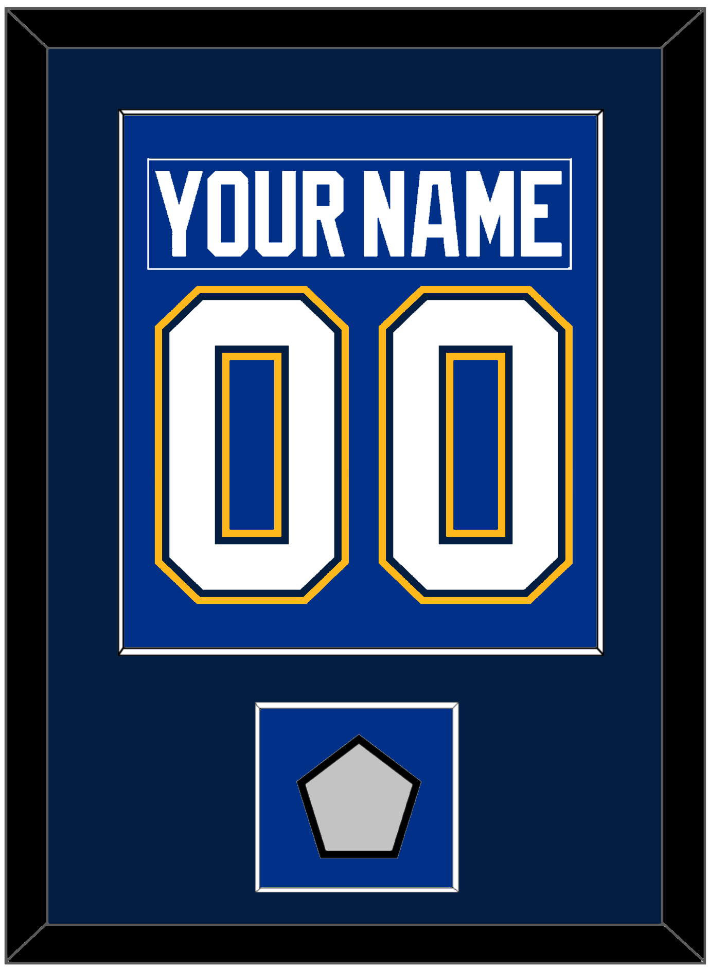 St. Louis Nameplate & Number (Back) Combined With Stanley Cup Champions Patch - Home Blue (2017-2025) - Essential Tier 3