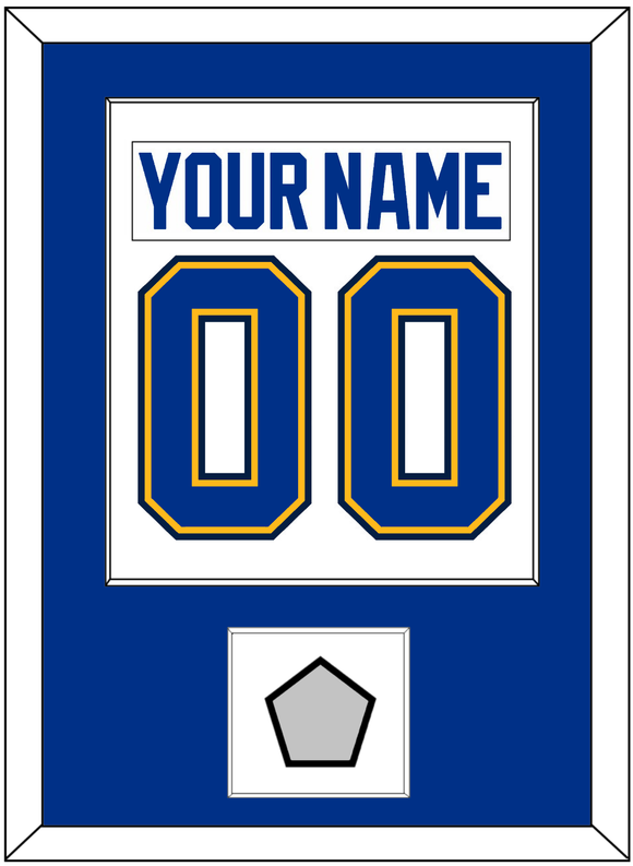 St. Louis Nameplate & Number (Back) Combined With Stanley Cup Champions Patch - Road White - Single Mat 1