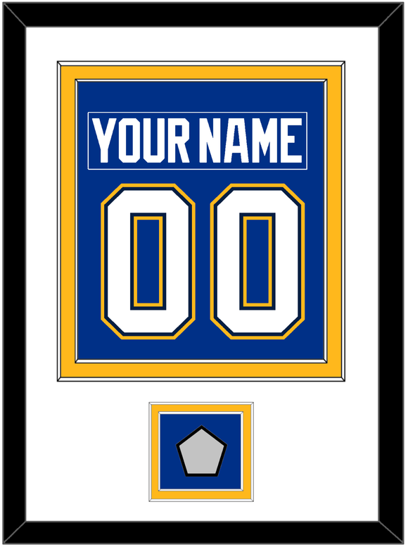 St. Louis Nameplate & Number (Back) Combined With Stanley Cup Champions Patch - Home Blue - Double Mat 1