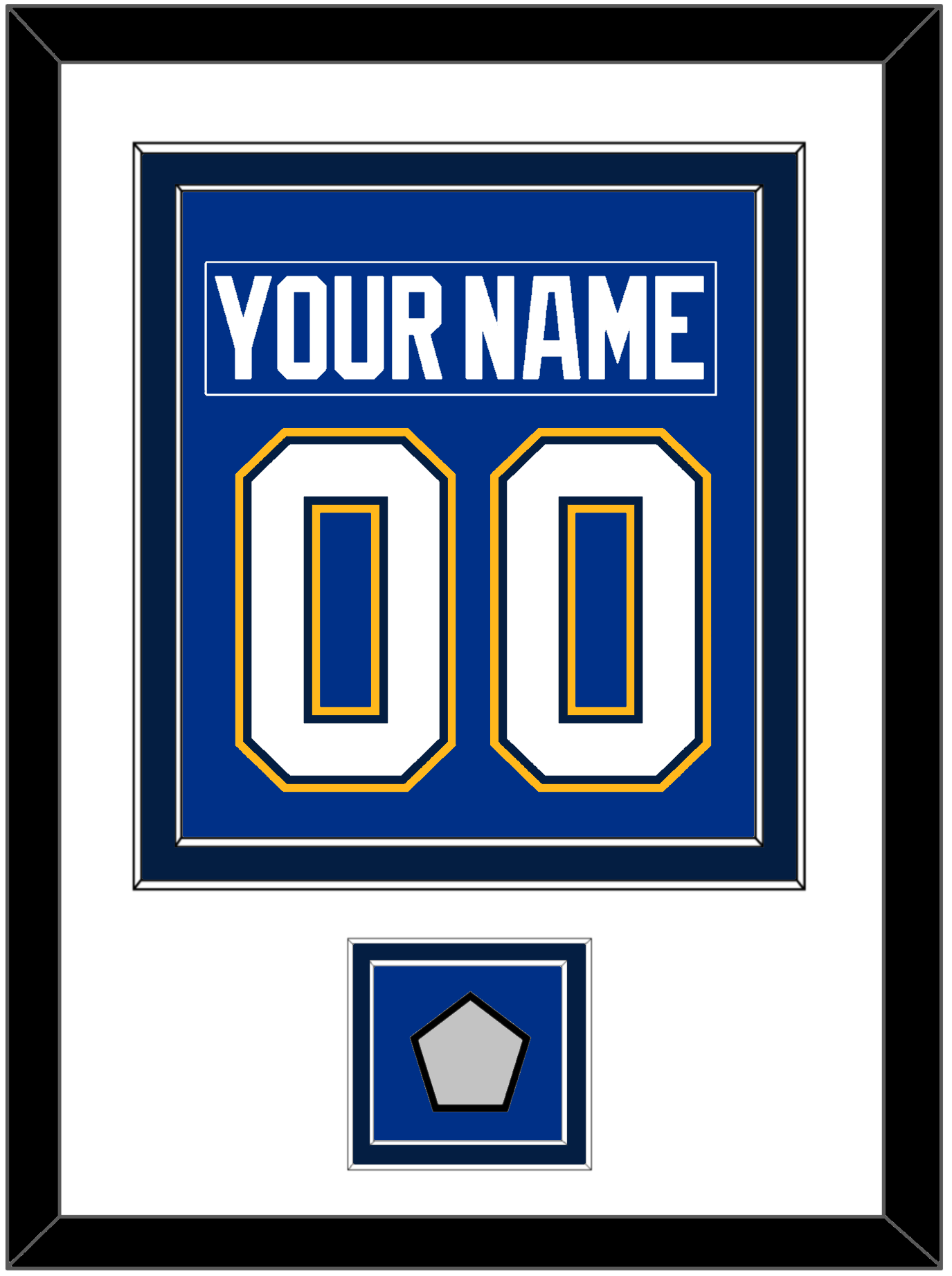 St. Louis Nameplate & Number (Back) Combined With Stanley Cup Champions Patch - Home Blue (2017-2025) - Signature Tier 2