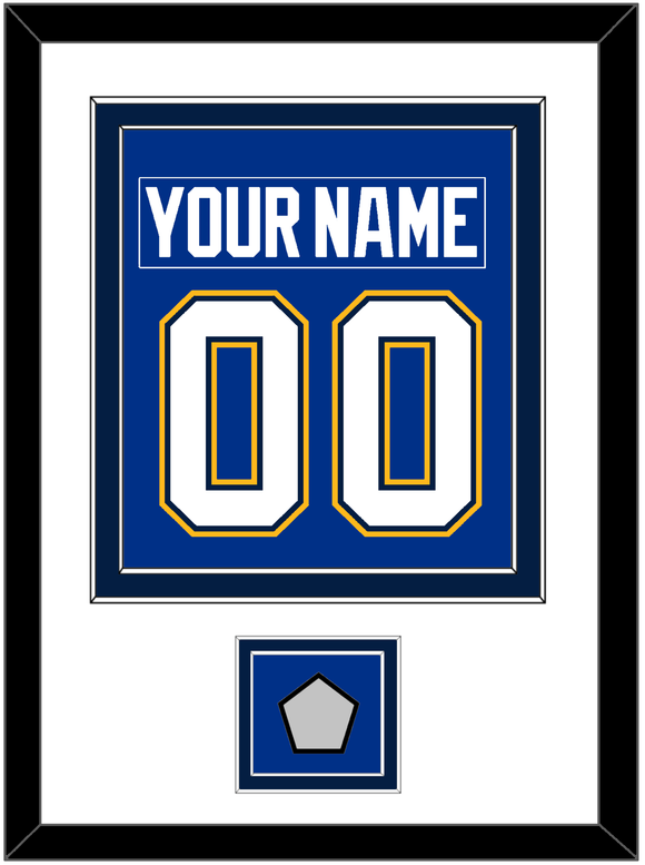 St. Louis Nameplate & Number (Back) Combined With Stanley Cup Finals Patch - Home Blue - Double Mat 2