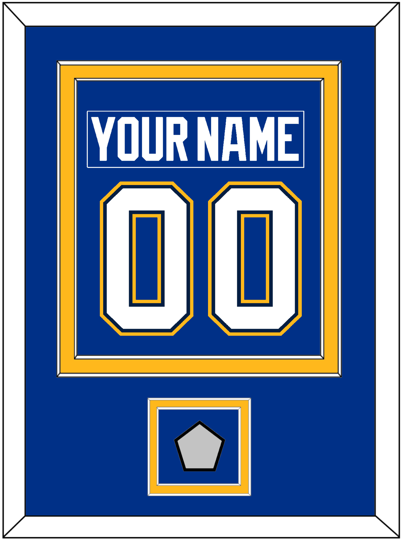 St. Louis Nameplate & Number (Back) Combined With Stanley Cup Champions Patch - Home Blue (2017-2025) - Signature Tier 3