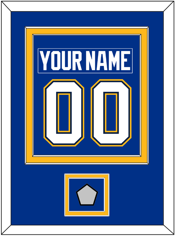 St. Louis Nameplate & Number (Back) Combined With Stanley Cup Champions Patch - Home Blue - Double Mat 3