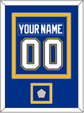 St. Louis Nameplate & Number (Back) Combined With Stanley Cup Finals Patch - Home Blue (2017-2025) - Double Mat 3