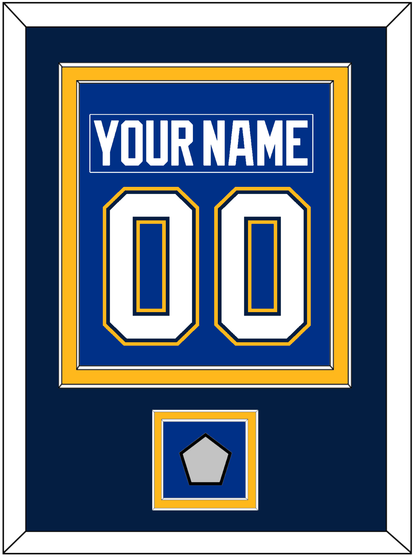 St. Louis Nameplate & Number (Back) Combined With Stanley Cup Champions Patch - Home Blue (2017-2025) - Signature Tier 4