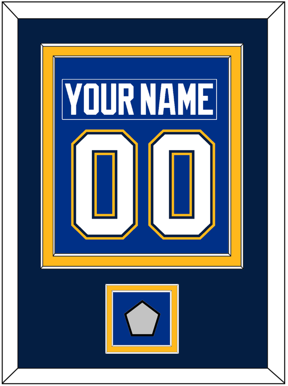 St. Louis Nameplate & Number (Back) Combined With Stanley Cup Champions Patch - Home Blue - Double Mat 4