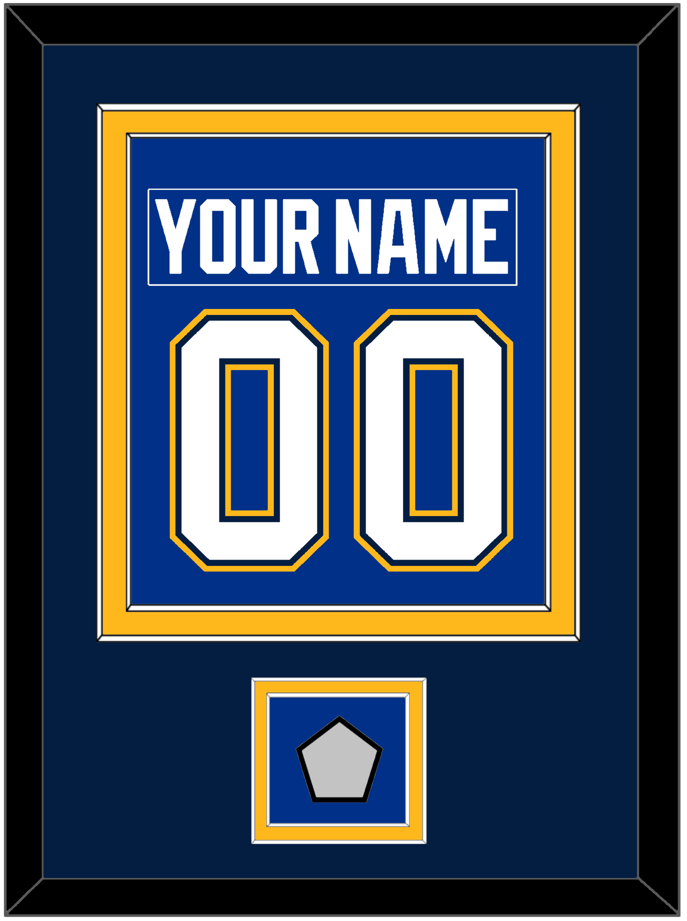 St. Louis Nameplate & Number (Back) Combined With Stanley Cup Champions Patch - Home Blue (2017-2025) - Signature Tier 4