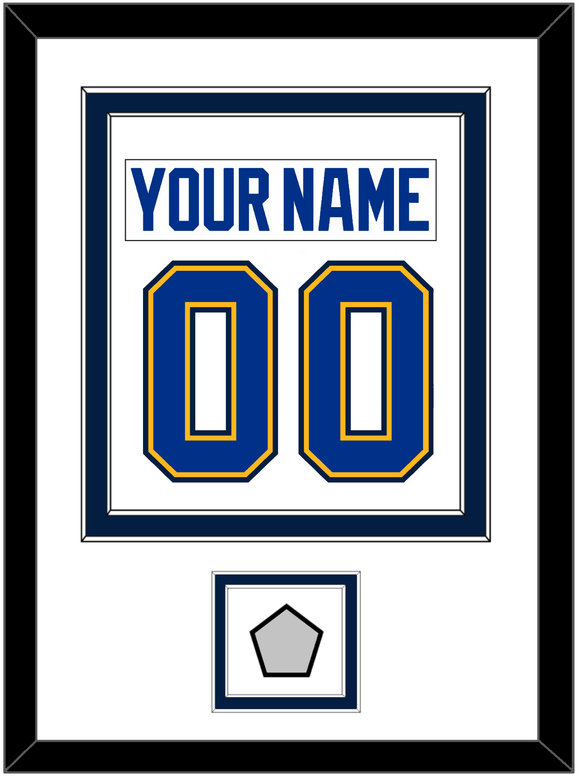 St. Louis Nameplate & Number (Back) Combined With Stanley Cup Champions Patch - Road White - Double Mat 2