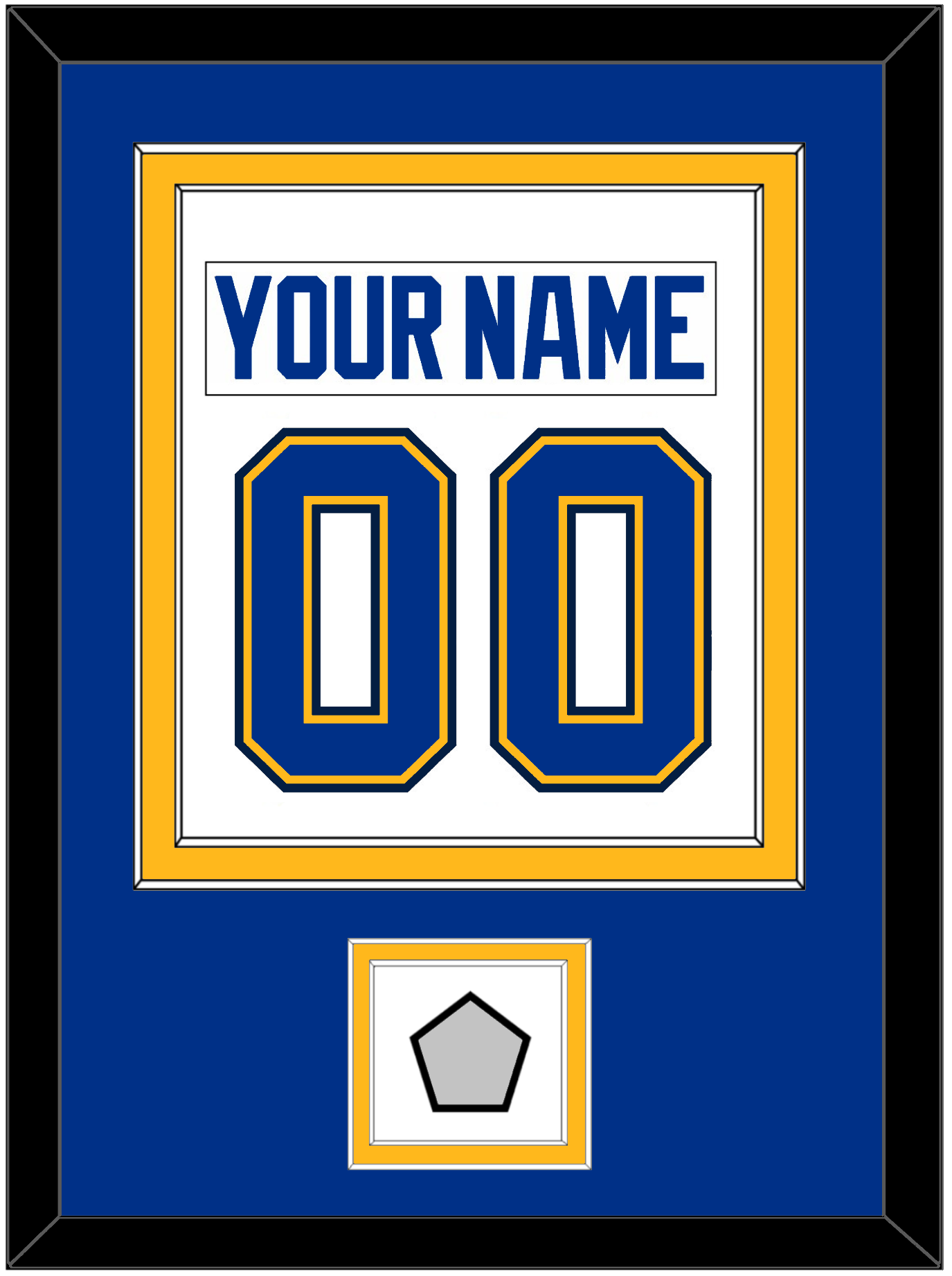 St. Louis Nameplate & Number (Back) Combined With Stanley Cup Finals Patch - Road White (2017-2025) - Signature Tier 3